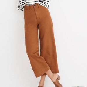 Madewell Emmet Wide Leg Crop Pants Burnt Sienna Orange